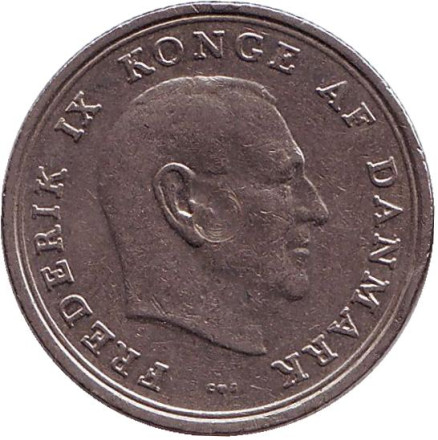 Монета 1 крона. 1965 год, Дания.