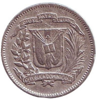 Монета 10 сентаво. 1967 год, Доминиканская Республика.