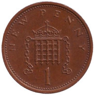 Монета 1 пенни. 1975 год, Великобритания. Монета 1 пенни. 1975 год, Великобритания.
