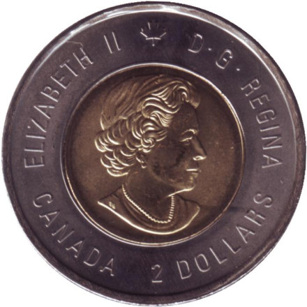 Монета 2 доллара. 2021 год, Канада. 100 лет открытию инсулина.