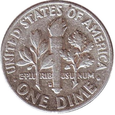 Монета 10 центов. 1962 год, США. Монетный двор D. Рузвельт.