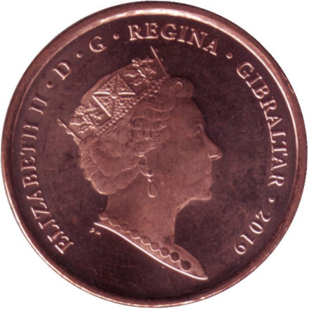 Монета 1 пенни. 2019 год, Гибралтар. Плавание. Островные игры. (AG).