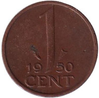 1 цент. 1950 год, Нидерланды.