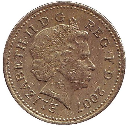 Монета 1 фунт. 2007 год, Великобритания. Мост "Миллениум" в Гейтсхеде.