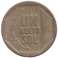 Монета 1 соль. 2003 год, Перу. Монета 1 соль. 2003 год, Перу.