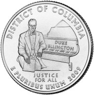 Монета 25 центов (D). 2009 год, США. Округ Колумбия. Штат № 51. Монета 25 центов (D). 2009 год, США. Округ Колумбия. Штат № 51.