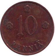 Монета 10 пенни. 1936 год, Финляндия. Монета 10 пенни. 1936 год, Финляндия.