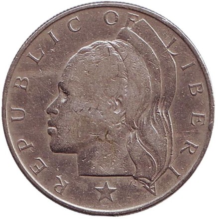 Монета 50 центов. 1968 год, Либерия. Монета 50 центов. 1968 год, Либерия.
