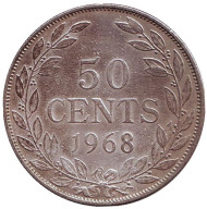 Монета 50 центов. 1968 год, Либерия.