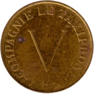 Жетон таксофонный. 1947-1955 гг., Франция. Латунь (Ø - 24 мм). Тип 1. Жетон таксофонный. 1947-1955 гг., Франция. Латунь (Ø - 24 мм). Тип 1.