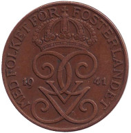 Монета 5 эре. 1941 год, Швеция. Монета 5 эре. 1941 год, Швеция.