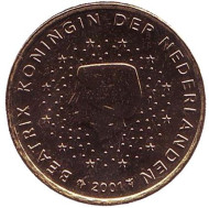 Монета 10 евроцентов. 2001 год, Нидерланды. Монета 10 евроцентов. 2001 год, Нидерланды.