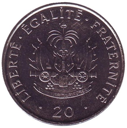 Монета 20 сантимов. 1995 год, Гаити. Шарлемань Перальт - национальный герой.