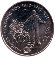 Монета 5 крон. 1995 год, Норвегия. 50 лет Организации Объединенных Наций. Монета 5 крон. 1995 год, Норвегия. 50 лет Организации Объединенных Наций.