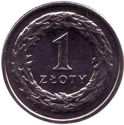 Монета 1 злотый. 2016 год, Польша.