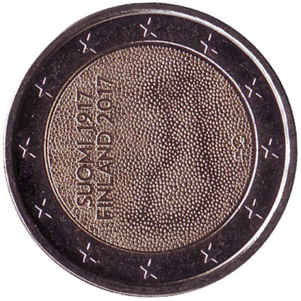 Монета 2 евро. 2017 год, Финляндия. 100-летие независимости Финляндии.