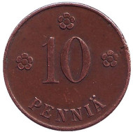 Монета 10 пенни. 1919 год, Финляндия. Монета 10 пенни. 1919 год, Финляндия.
