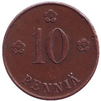 Монета 10 пенни. 1919 год, Финляндия.