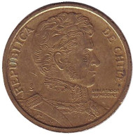 Монета 10 песо. 2002 год, Чили. Бернардо О’Хиггинс. Монета 10 песо. 2002 год, Чили. Бернардо О’Хиггинс.