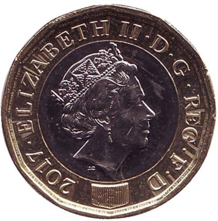 Монета 1 фунт. 2017 год, Великобритания. Монета 1 фунт. 2017 год, Великобритания.