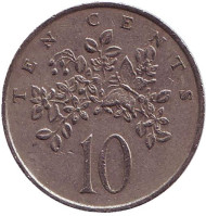 Монета 10 центов. 1983 год, Ямайка. Монета 10 центов. 1983 год, Ямайка.