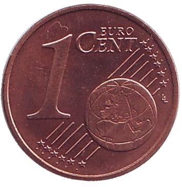 Монета 1 цент. 2002 год (A), Германия.