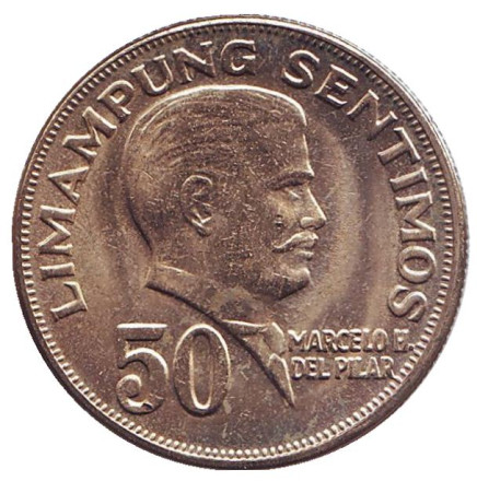 Монета 50 сентимо. 1972 год, Филиппины. aUNC.