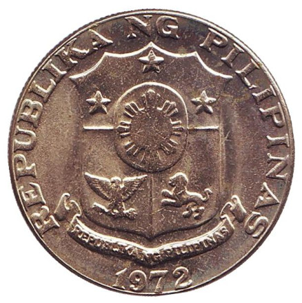 Монета 50 сентимо. 1972 год, Филиппины. aUNC. Монета 50 сентимо. 1972 год, Филиппины. aUNC.