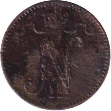 Монета 1 пенни. 1907 год, Финляндия в составе Российской Империи. Монета 1 пенни. 1907 год, Финляндия в составе Российской Империи.