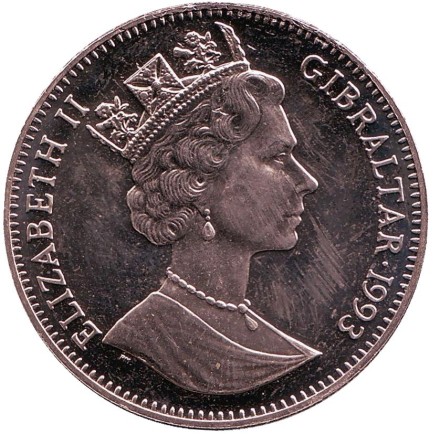 Монета 1 крона. 1993 год, Гибралтар. Панда. Международная дружба с Китаем. (Тип II). Монета 1 крона. 1993 год, Гибралтар. Панда. Международная дружба с Китаем. (Тип II).