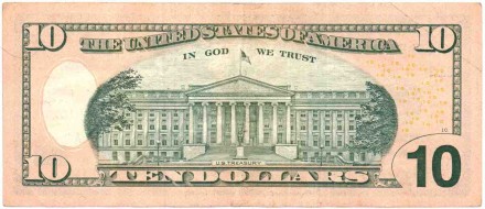 Банкнота 10 долларов. 2017 год, США. "NL" - Сан-Франциско. P- W545B(1).