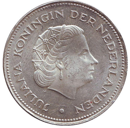 Монета 10 гульденов. 1970 год, Нидерланды. 25 лет освобождения Нидерландов от фашистских захватчиков.