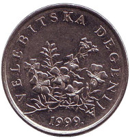 Монета 50 лип. 1999 год, Хорватия. Дегения велебитская.