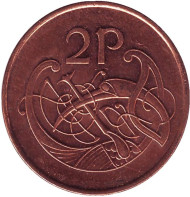 Монета 2 пенса. 2000 год, Ирландия. Птица. Ирландская арфа. Монета 2 пенса. 2000 год, Ирландия. Птица. Ирландская арфа.
