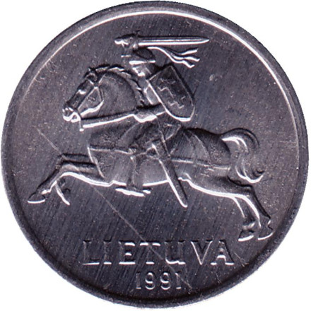 Монета 1 цент, 1991 год, Литва. UNC. Монета 1 цент, 1991 год, Литва. UNC.