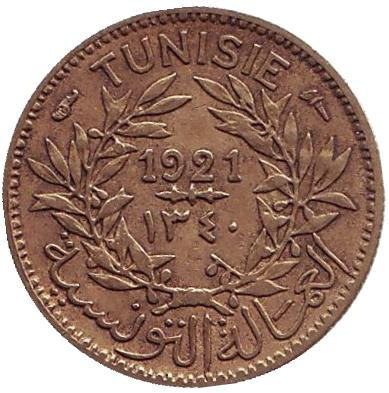 Монета 50 сантимов. 1921 год, Тунис.