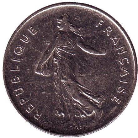 Монета 5 франков. 1987 год, Франция.