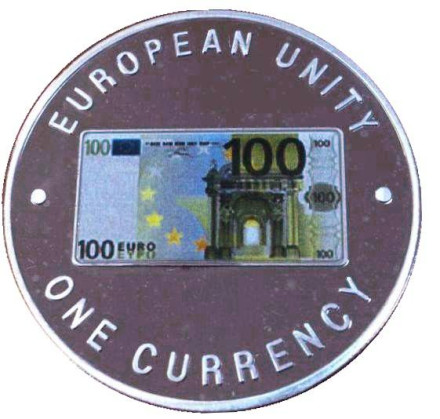 Монета 1000 квач. 1999 год, Замбия. 100 евро, оборотная сторона. Единая валюта Европы.