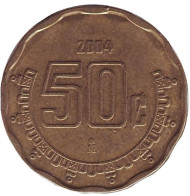 Монета 50 сентаво. 2004 год, Мексика. Монета 50 сентаво. 2004 год, Мексика.