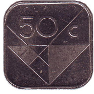 Монета 50 центов, 2004 год, Аруба.