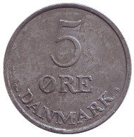 Монета 5 эре. 1958 год, Дания. Монета 5 эре. 1958 год, Дания.
