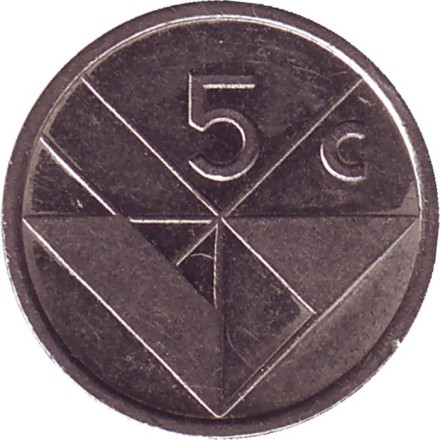 Монета 5 центов. 1987 год, Аруба. Из обращения. Монета 5 центов. 1987 год, Аруба. Из обращения.