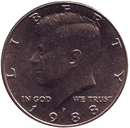 Монета 50 центов. 1988 год (P), США. UNC. Джон Кеннеди.