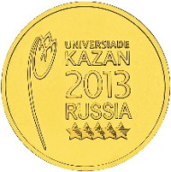 Монета 10 рублей, 2013 год, Россия. Логотип и эмблема Универсиады в Казани. Монета 10 рублей, 2013 год, Россия. Логотип и эмблема Универсиады в Казани.