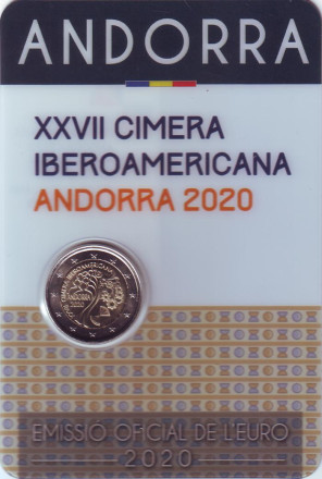 Монета 2 евро. 2020 год, Андорра. XXVII Иберо-американский саммит в Андорре.