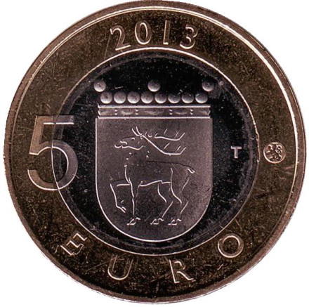 Монета 5 евро. 2013 год, Финляндия. Аландские острова. (Маяк).