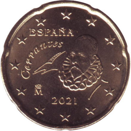 Монета 20 центов. 2021 год, Испания.