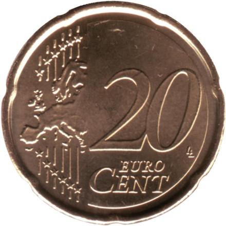 Монета 20 центов. 2021 год, Испания. Монета 20 центов. 2021 год, Испания.