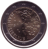 Монета 2 евро. 2015 год, Финляндия. Ян Сибелиус.