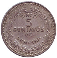 Монета 5 сентаво. 1980 год, Гондурас. Монета 5 сентаво. 1980 год, Гондурас.